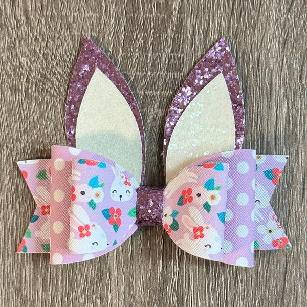 Easter Bunny With Ears Glitter Bow